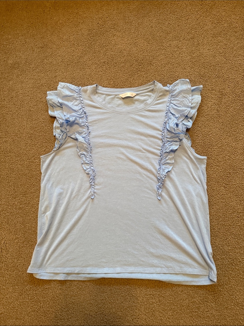 LC Lauren Conrad Light Blue Ruffle Sleeve Tank